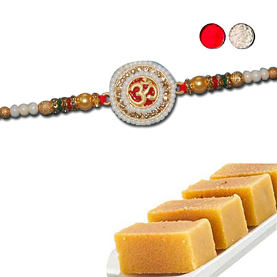 "Rakhi -  AD 4010 A- 130 (Single Rakhi), 500gms of Milk Mysore Pak - Click here to View more details about this Product
